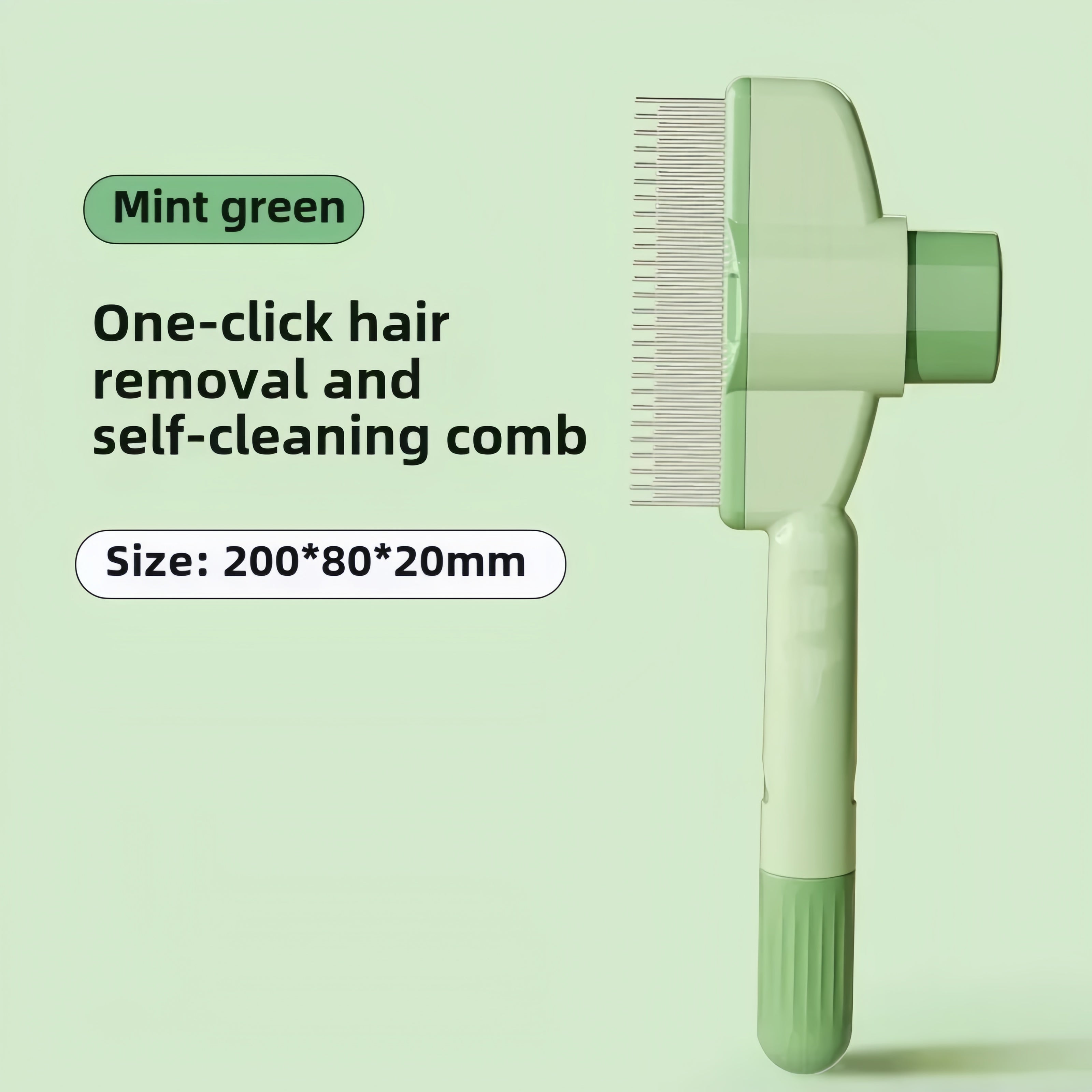 Cat Comb Dog Comb Pet Hair Removal Tool Flea Comb for Cats and Dog Lice Comb Cat Brush with Release Button Self-Cleaning with Long & Short Stainless Steel Metal Teeth for Shedding