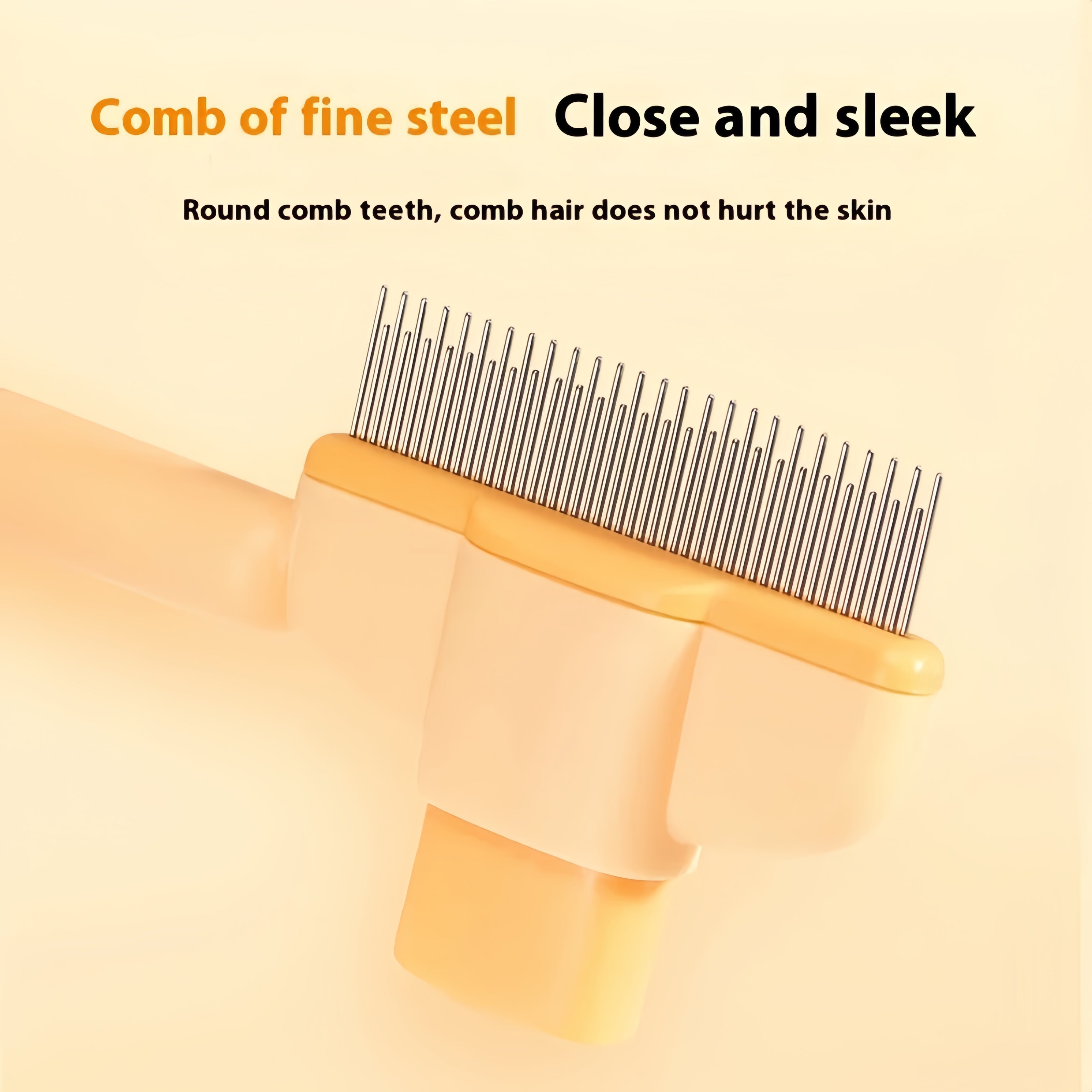 Cat Comb Dog Comb Pet Hair Removal Tool Flea Comb for Cats and Dog Lice Comb Cat Brush with Release Button Self-Cleaning with Long & Short Stainless Steel Metal Teeth for Shedding