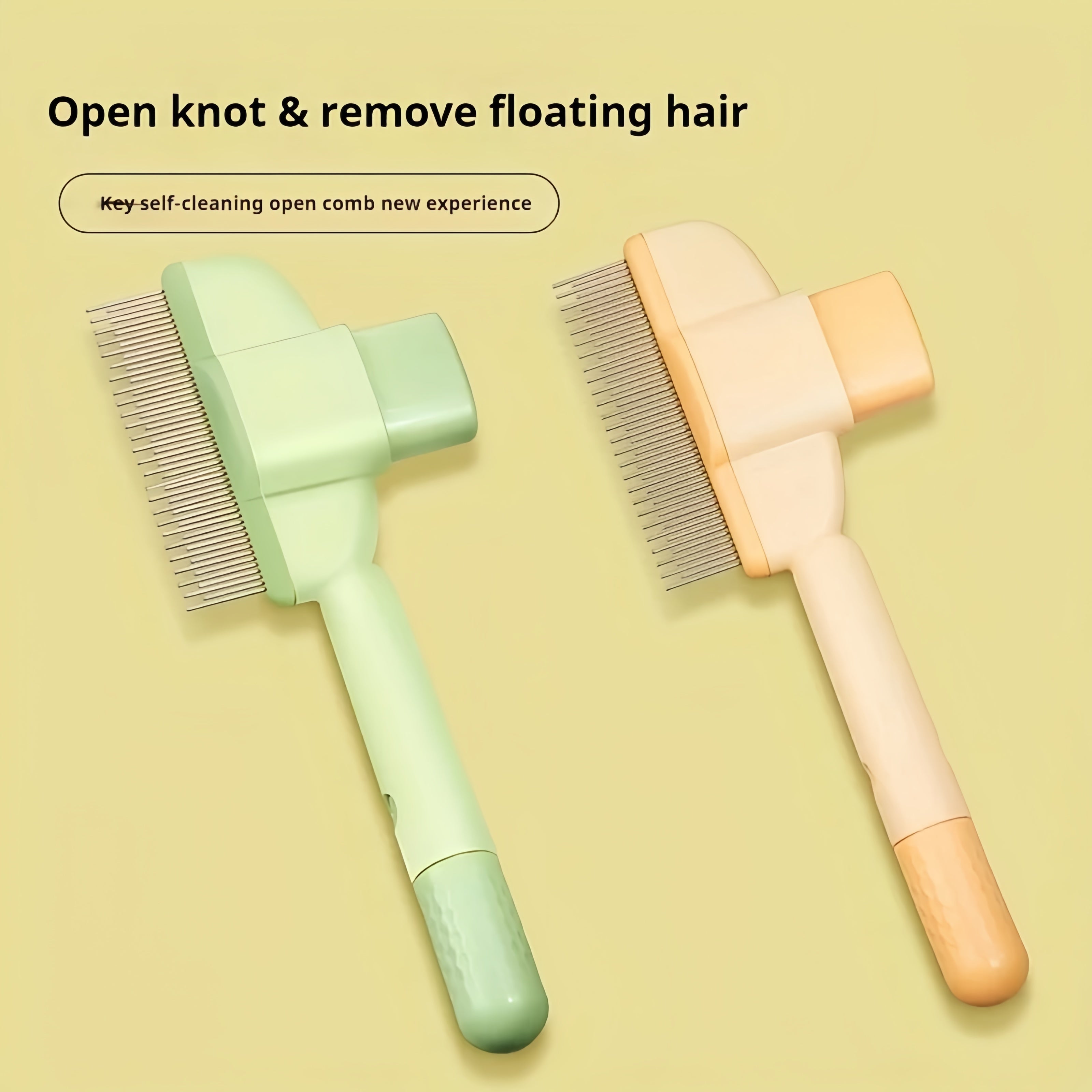 Cat Comb Dog Comb Pet Hair Removal Tool Flea Comb for Cats and Dog Lice Comb Cat Brush with Release Button Self-Cleaning with Long & Short Stainless Steel Metal Teeth for Shedding