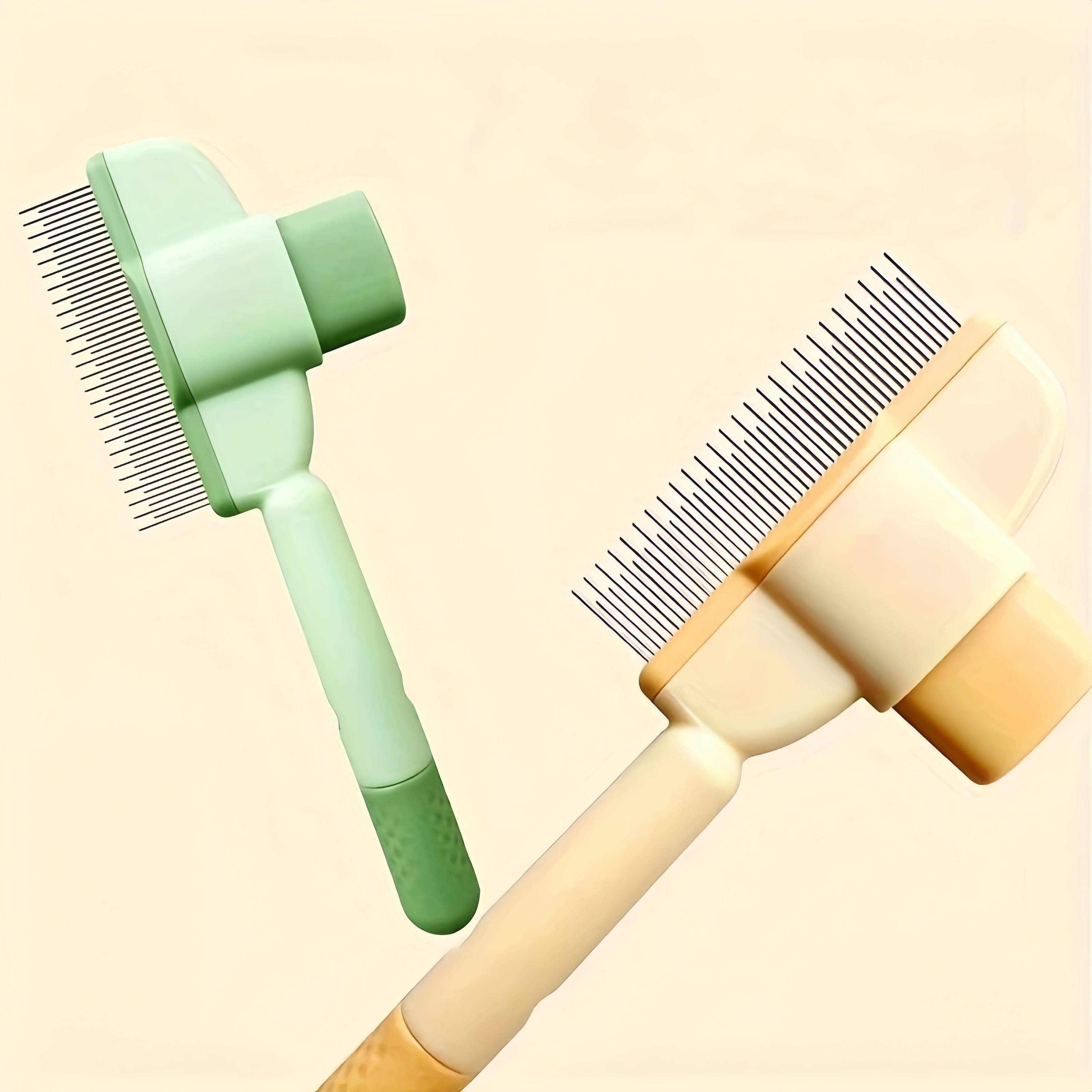 Cat Comb Dog Comb Pet Hair Removal Tool Flea Comb for Cats and Dog Lice Comb Cat Brush with Release Button Self-Cleaning with Long & Short Stainless Steel Metal Teeth for Shedding