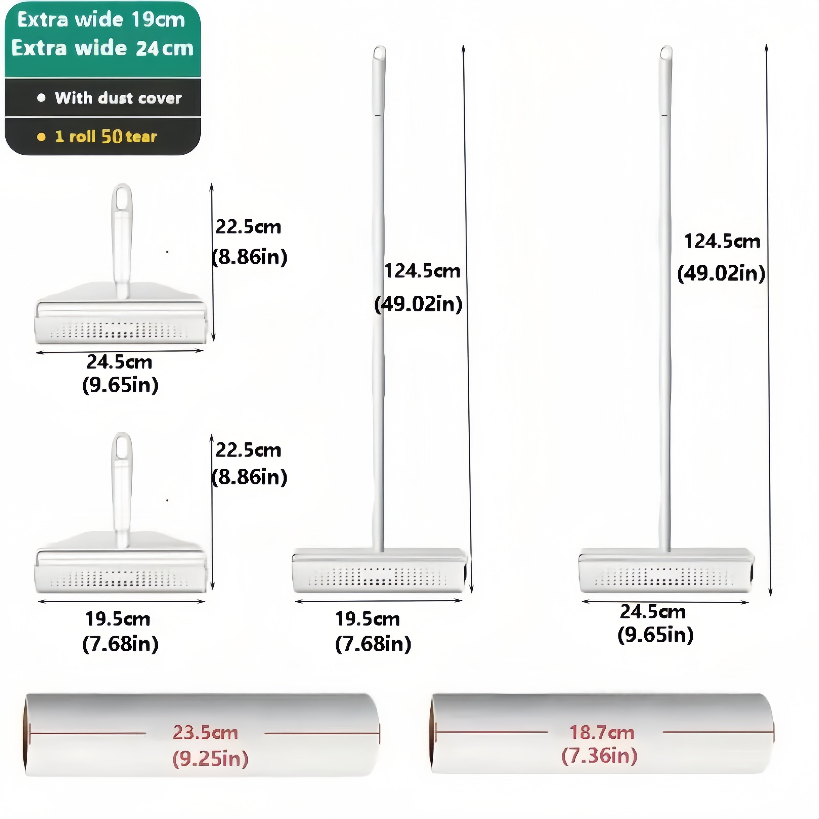Large Lint Rollers for Carpet, Sticky Rollers for Floor with 4 Extendable Handle